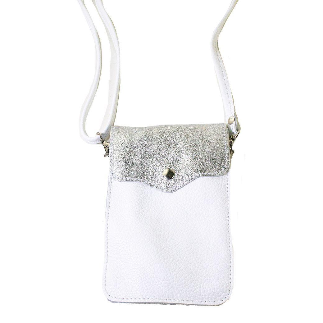 Portacelular cuero tapa brillo Blanco-0