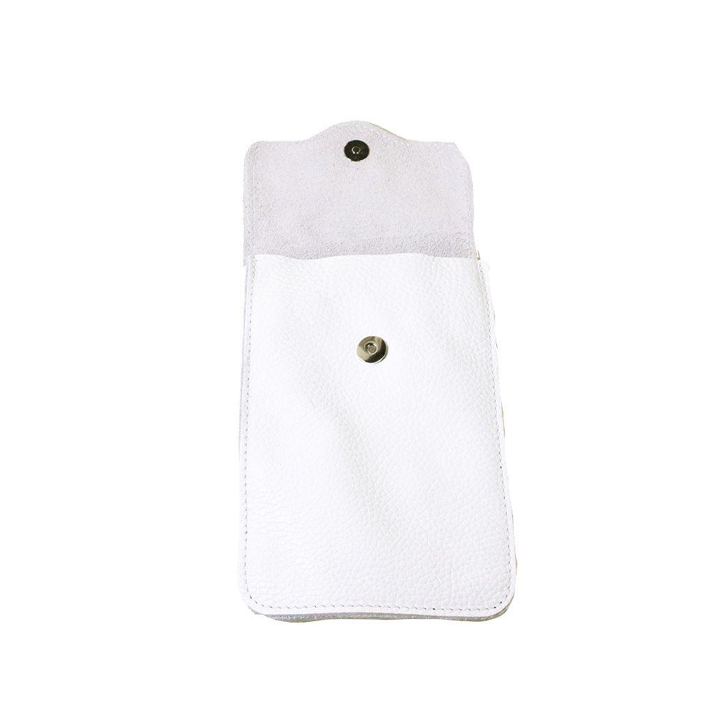 Portacelular cuero tapa brillo Blanco-1