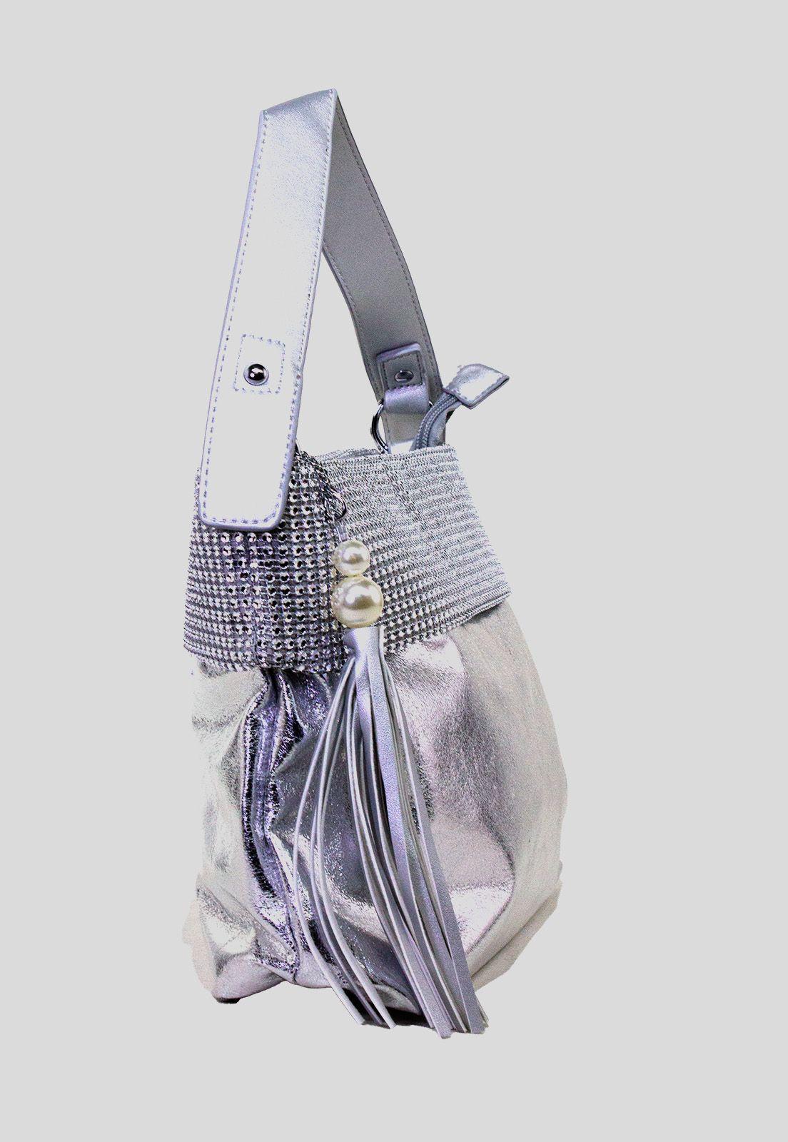 Cartera brillo c/strass Plata-2