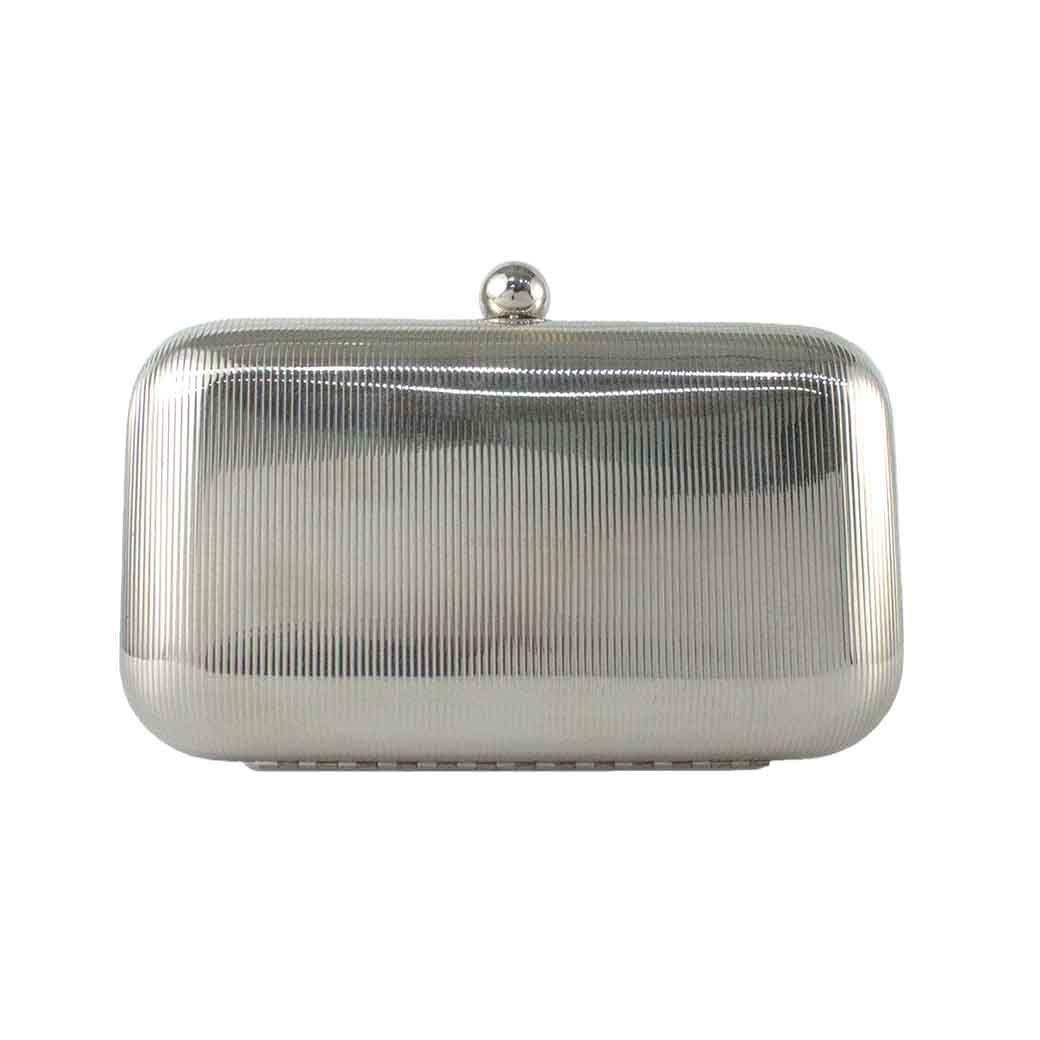 Cartera Metalizada de Noche Rigida 867 Mujer Plateado Mailea-2