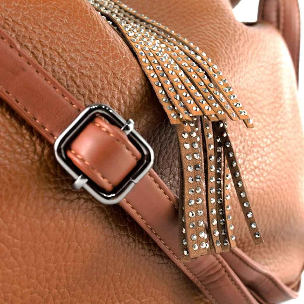 Cartera Ecocuero Pasador Strass 541 Mujer Cafe Mailea-3
