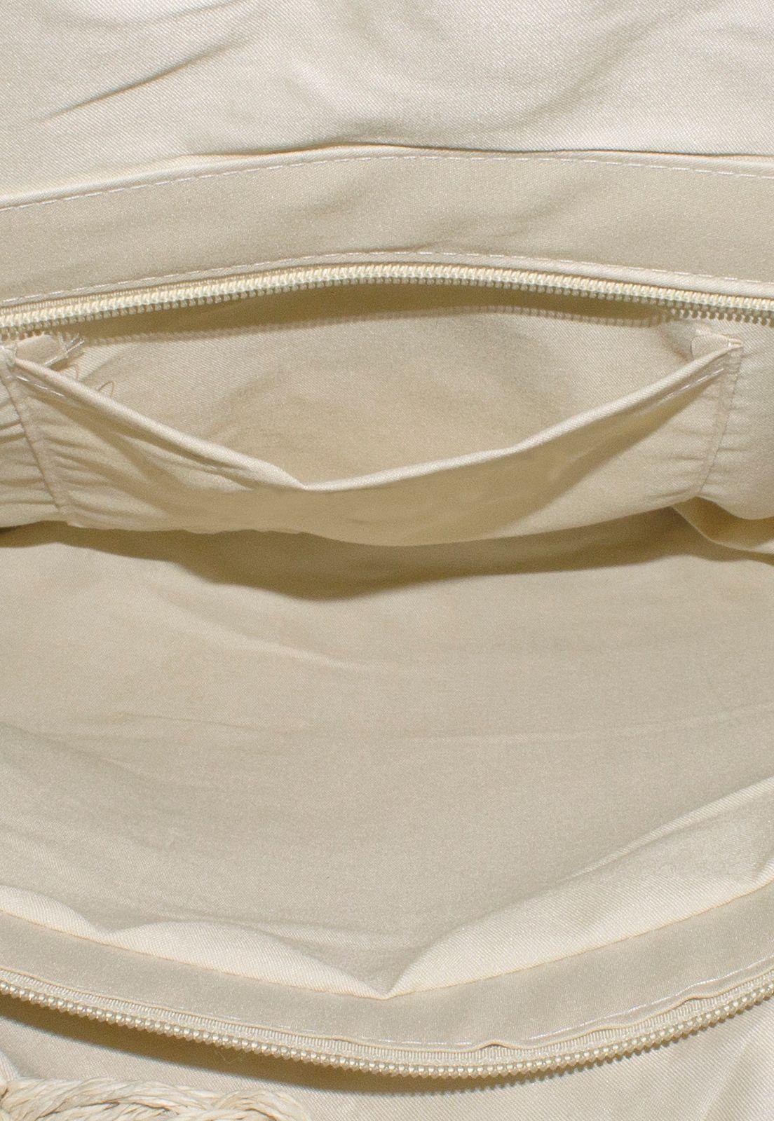 Cartera Paja Redonda 2 Manillas Beige-3