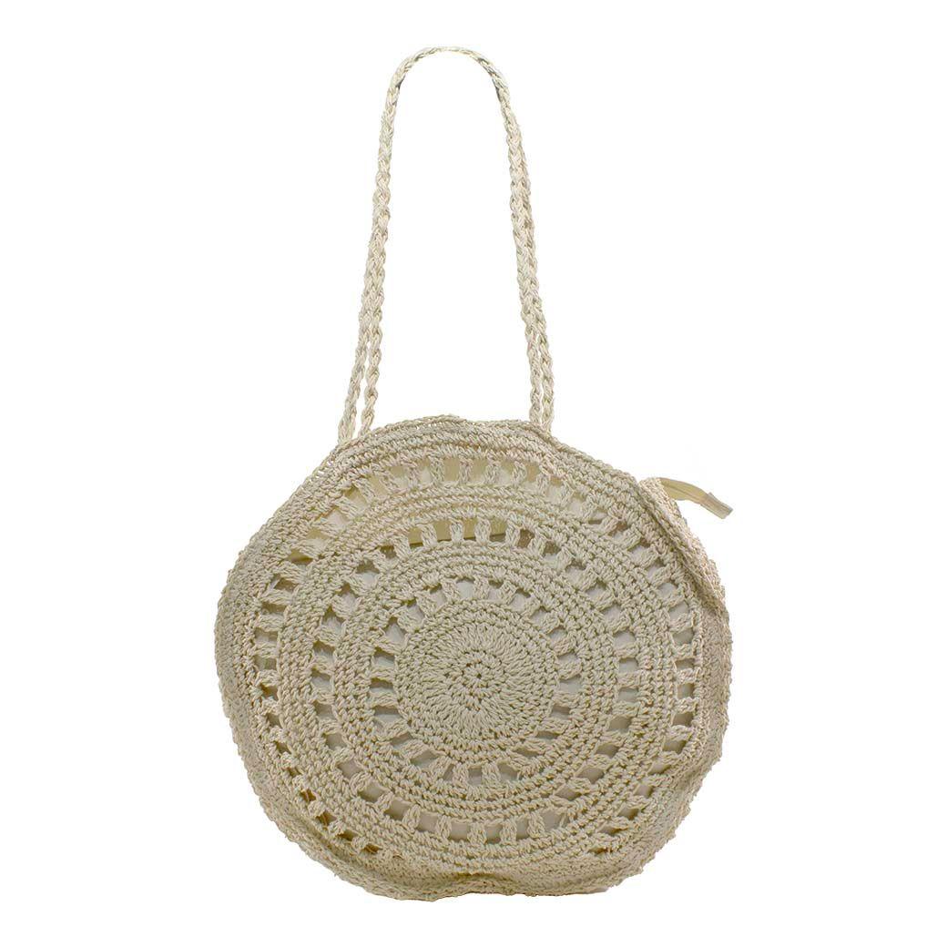 Cartera Paja Redonda 2 Manillas Beige-0