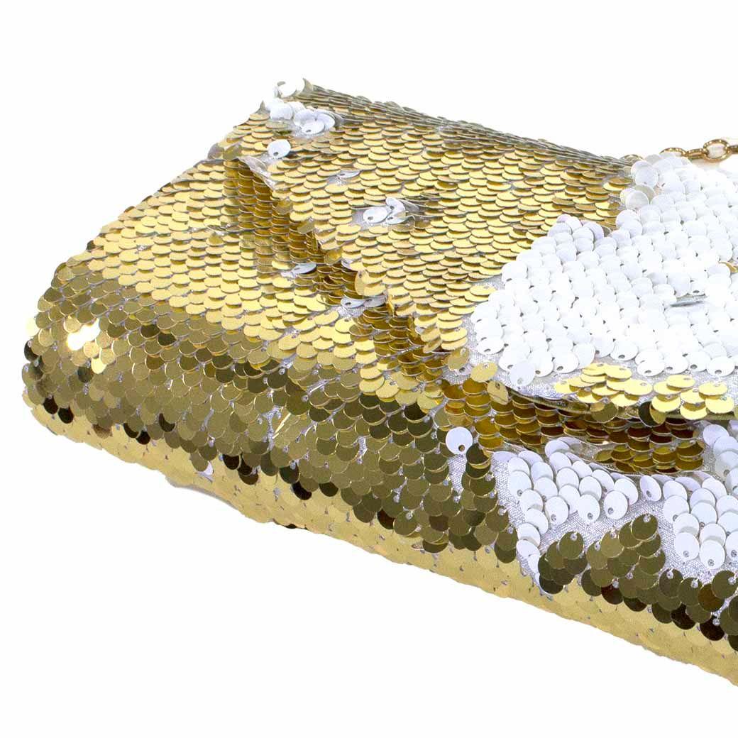 Cartera noche grande sobre lentejuelas Oro-4