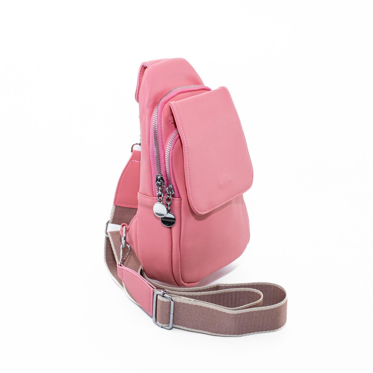 Mochila con Manilla y Tapa Lisa Rosado-2