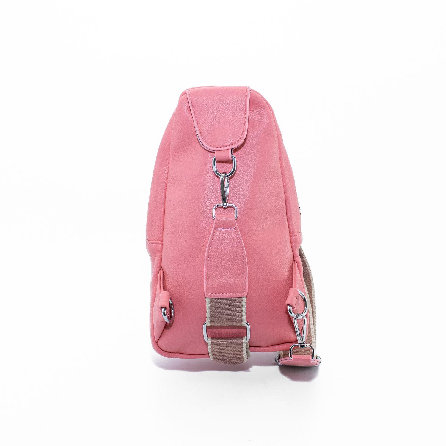 Mochila con Manilla y Tapa Lisa Rosado-3