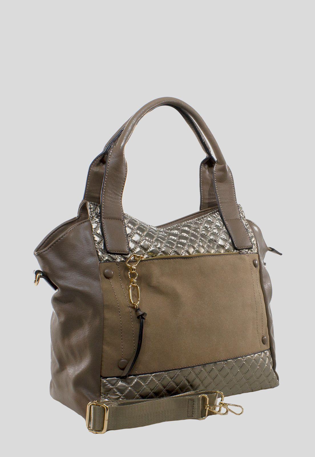 Cartera Franjas Acolchadas Taupe-1