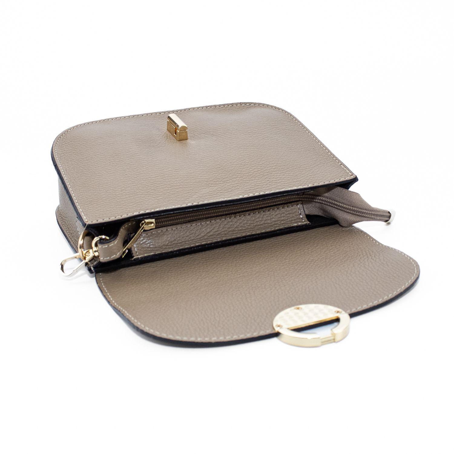 Cartera Cuero con Círculo Metálico Taupe-3