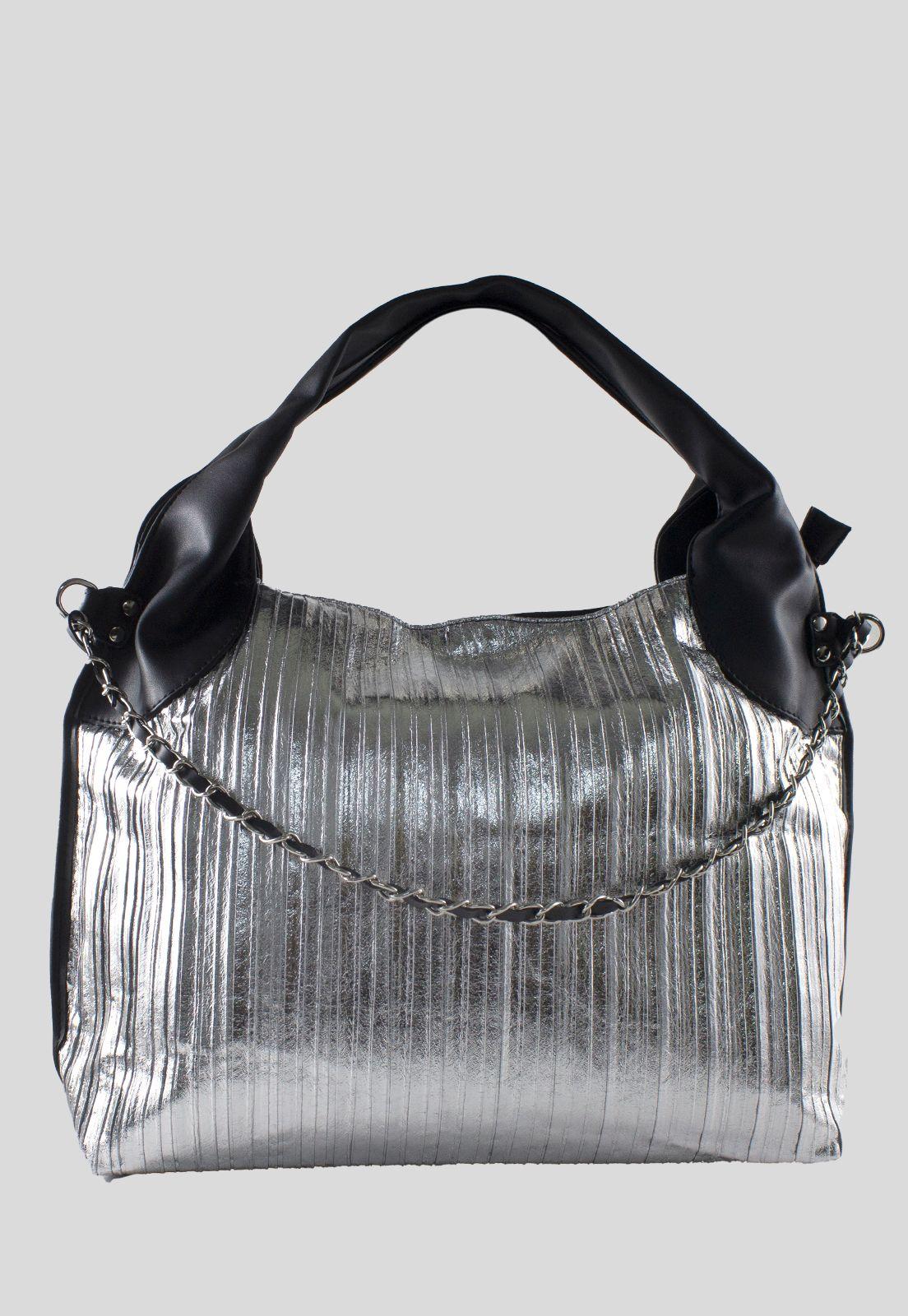 Cartera Metal Rayada Plata-0