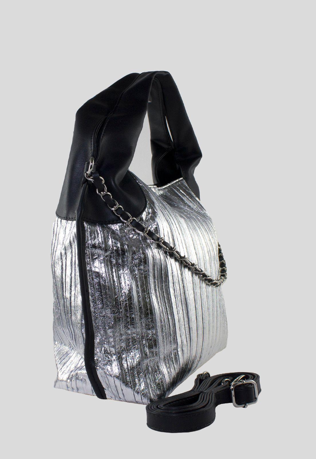 Cartera Metal Rayada Plata-1