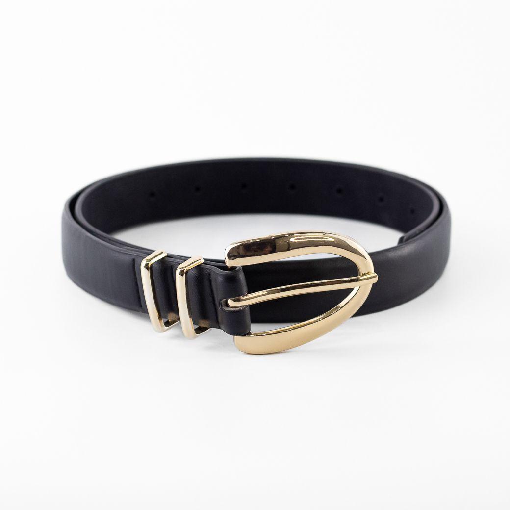 Cinturón Delgado Hebilla Metal Mujer Negro Mailea-0