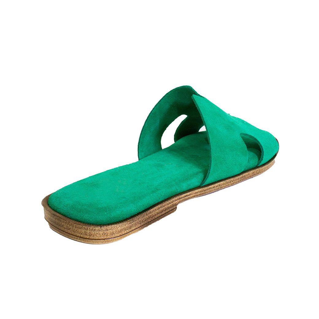 Sandalia reno plana acolchada Verde-1