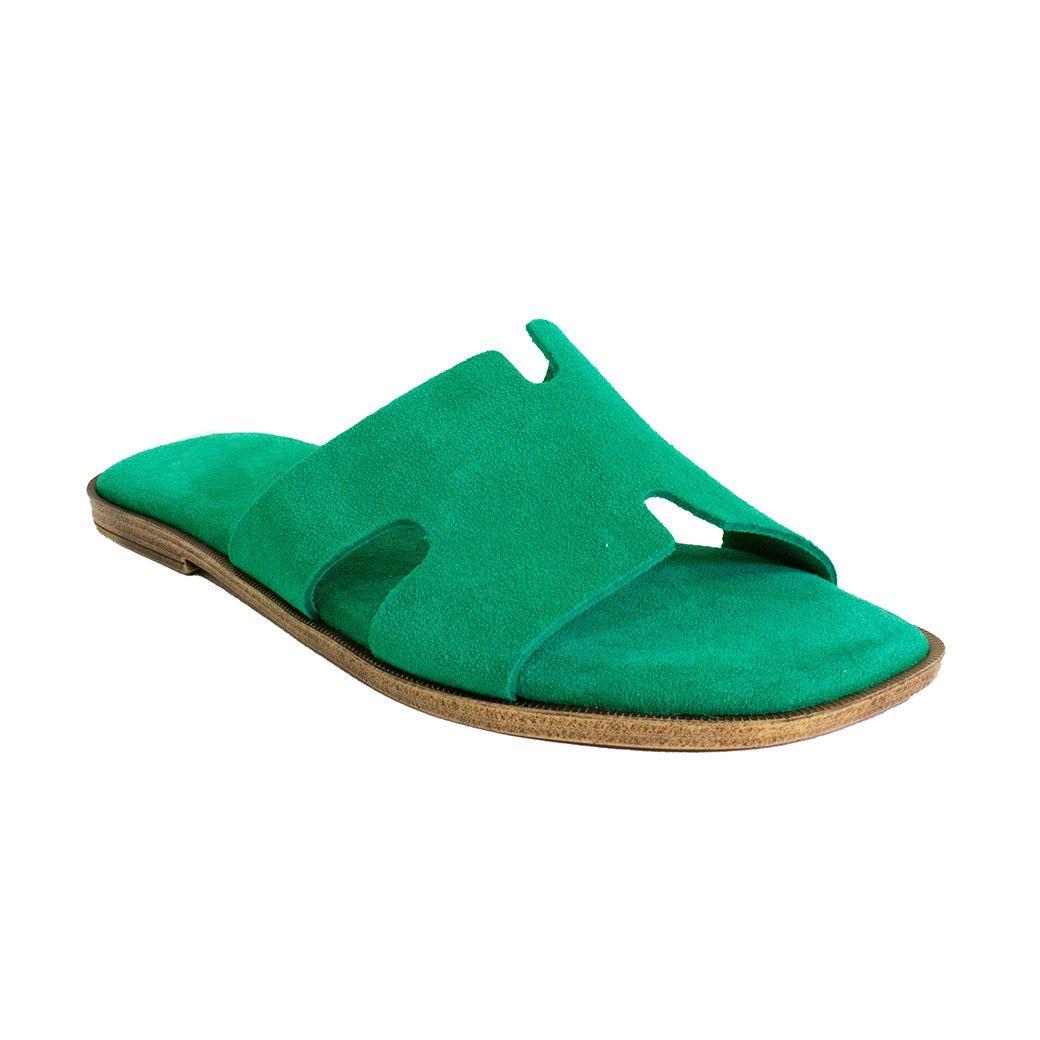 Sandalia reno plana acolchada Verde-2