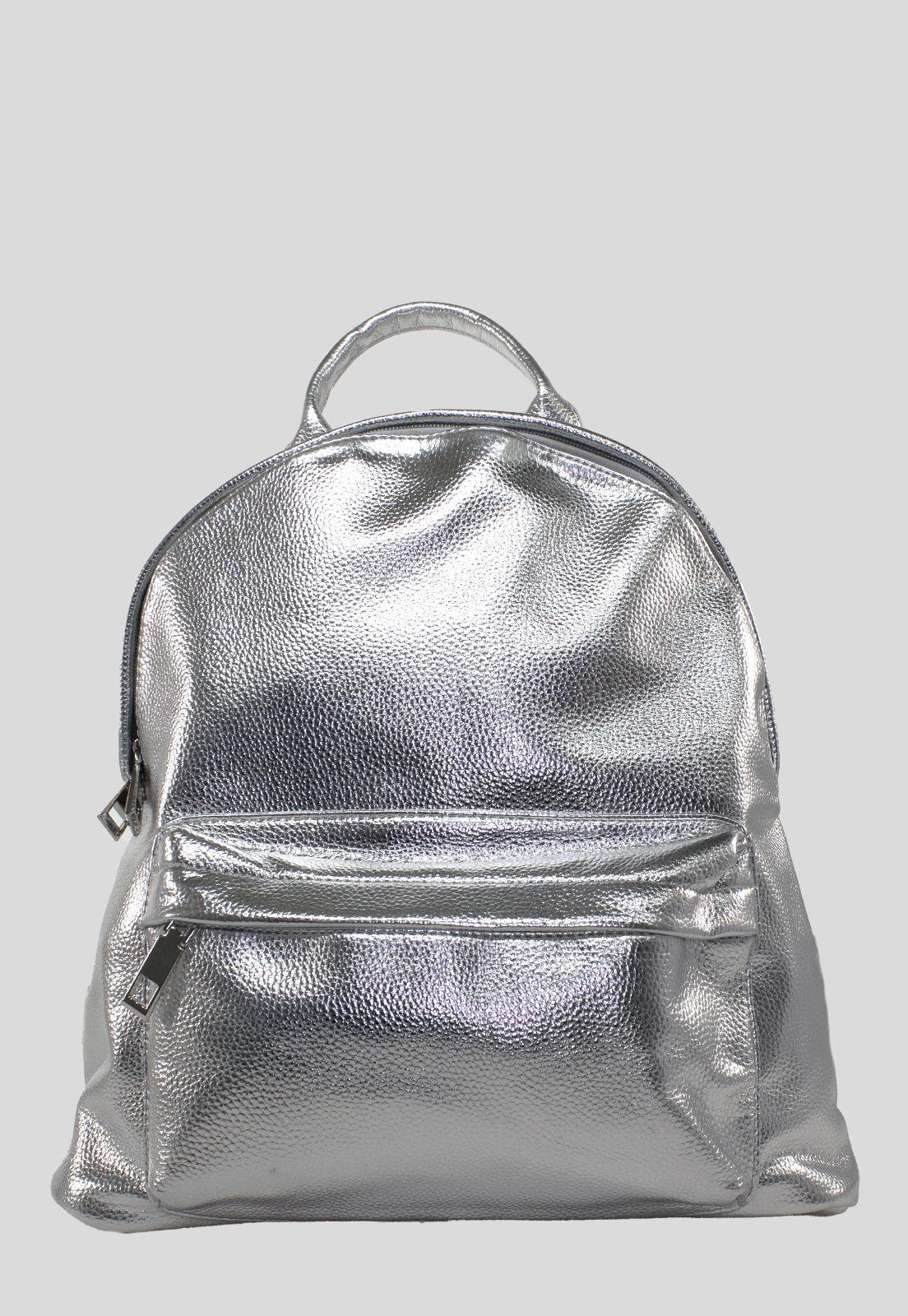Mochila Lisa Metalizada Plata-3
