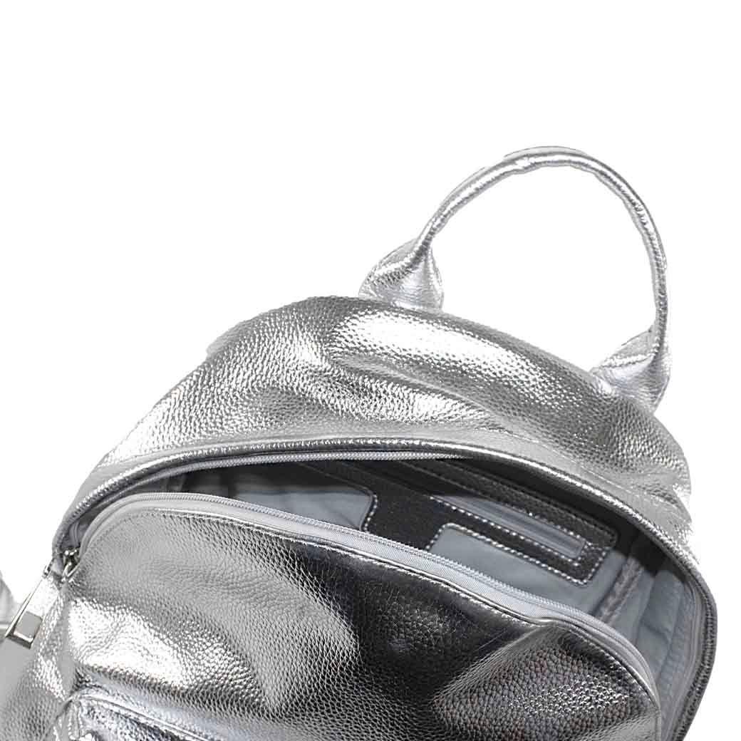 Mochila Lisa Metalizada Plata-3