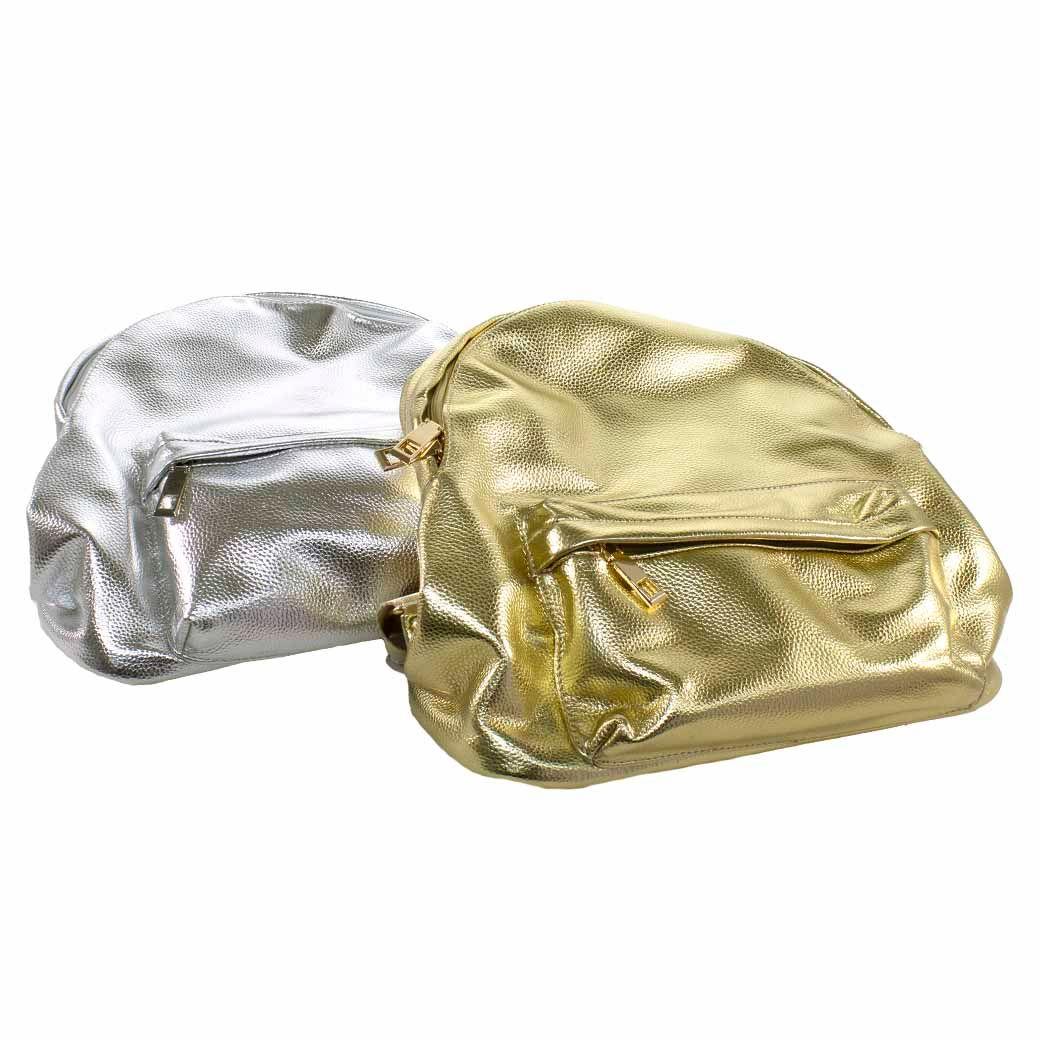 Mochila Lisa Metalizada Plata-4