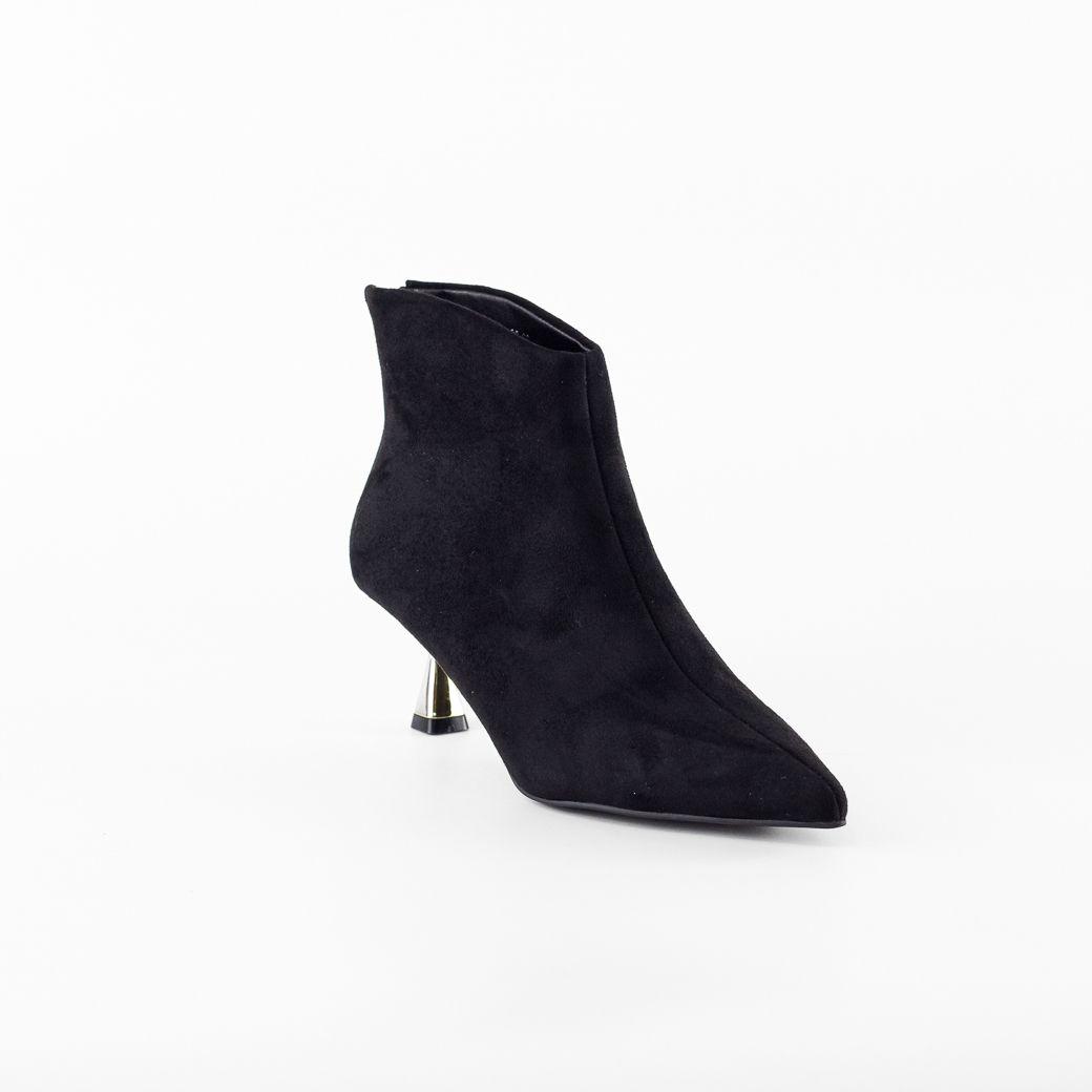 Botín con Taco Dorado Mujer Negro Mailea-1