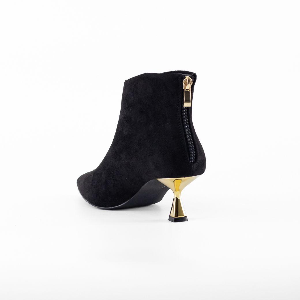 Botín con Taco Dorado Mujer Negro Mailea-2