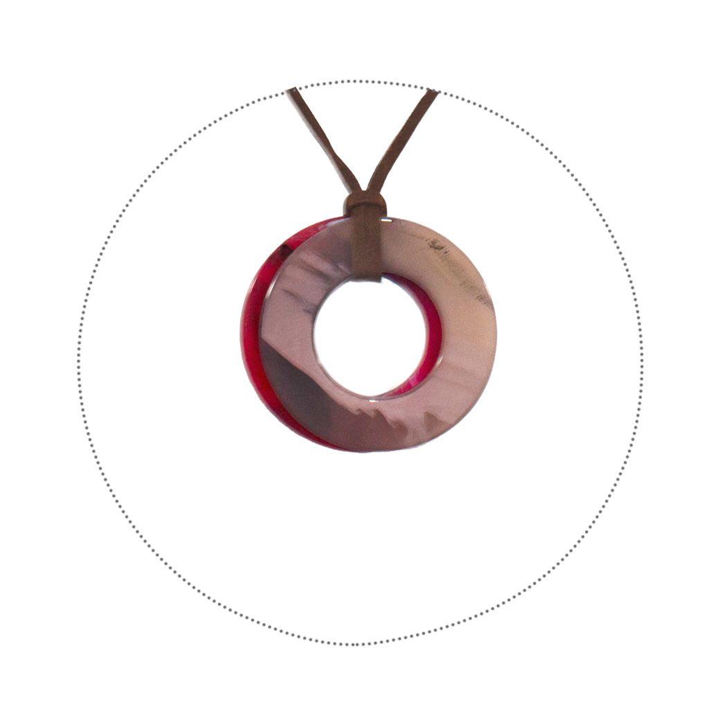 Collar Acrilico Doble Argolla Rojo-2