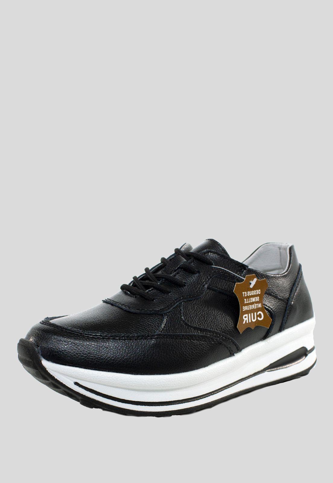 Zapatilla Cuero Aplicación Metalizada Negro-0