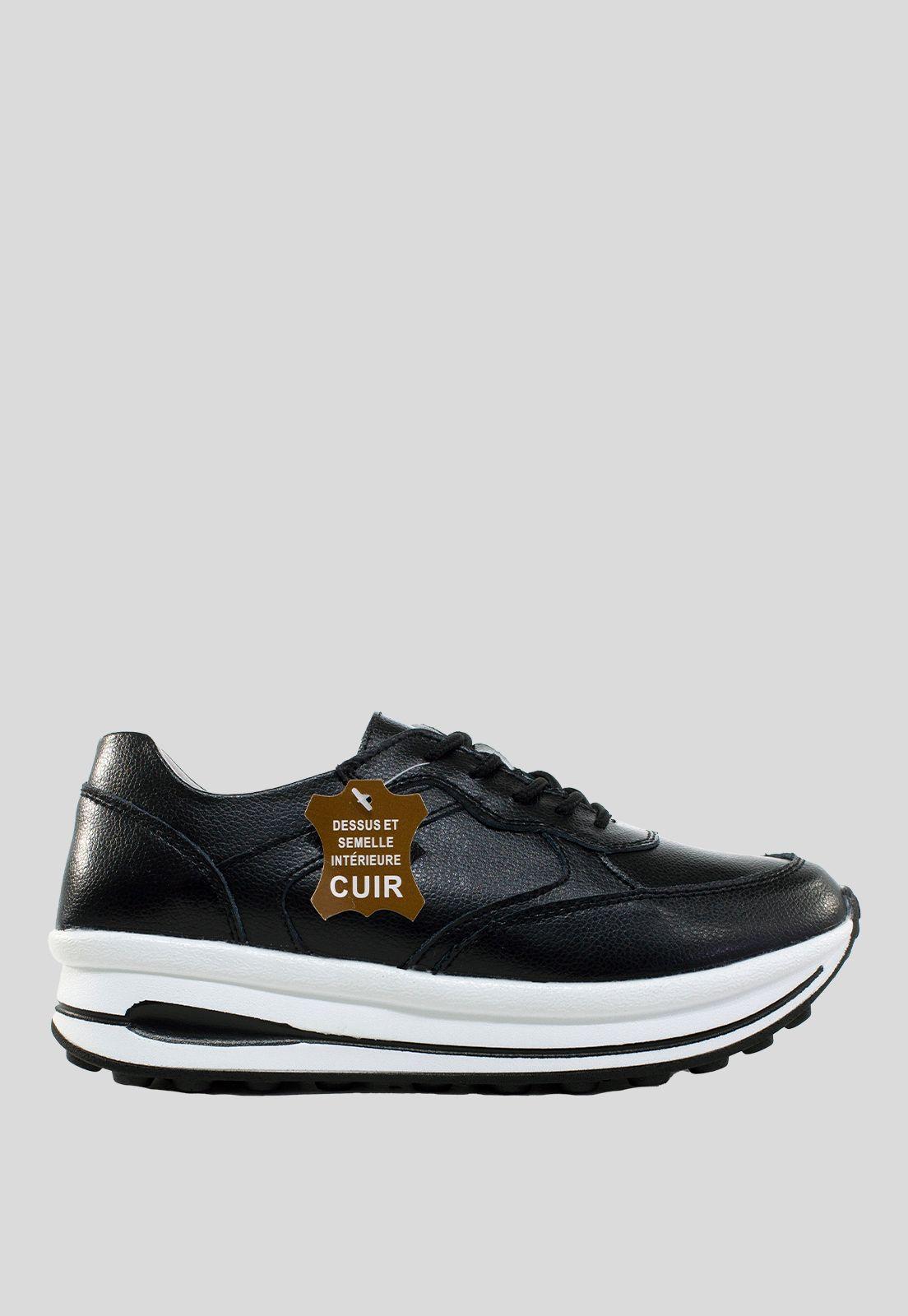 Zapatilla Cuero Aplicación Metalizada Negro-1