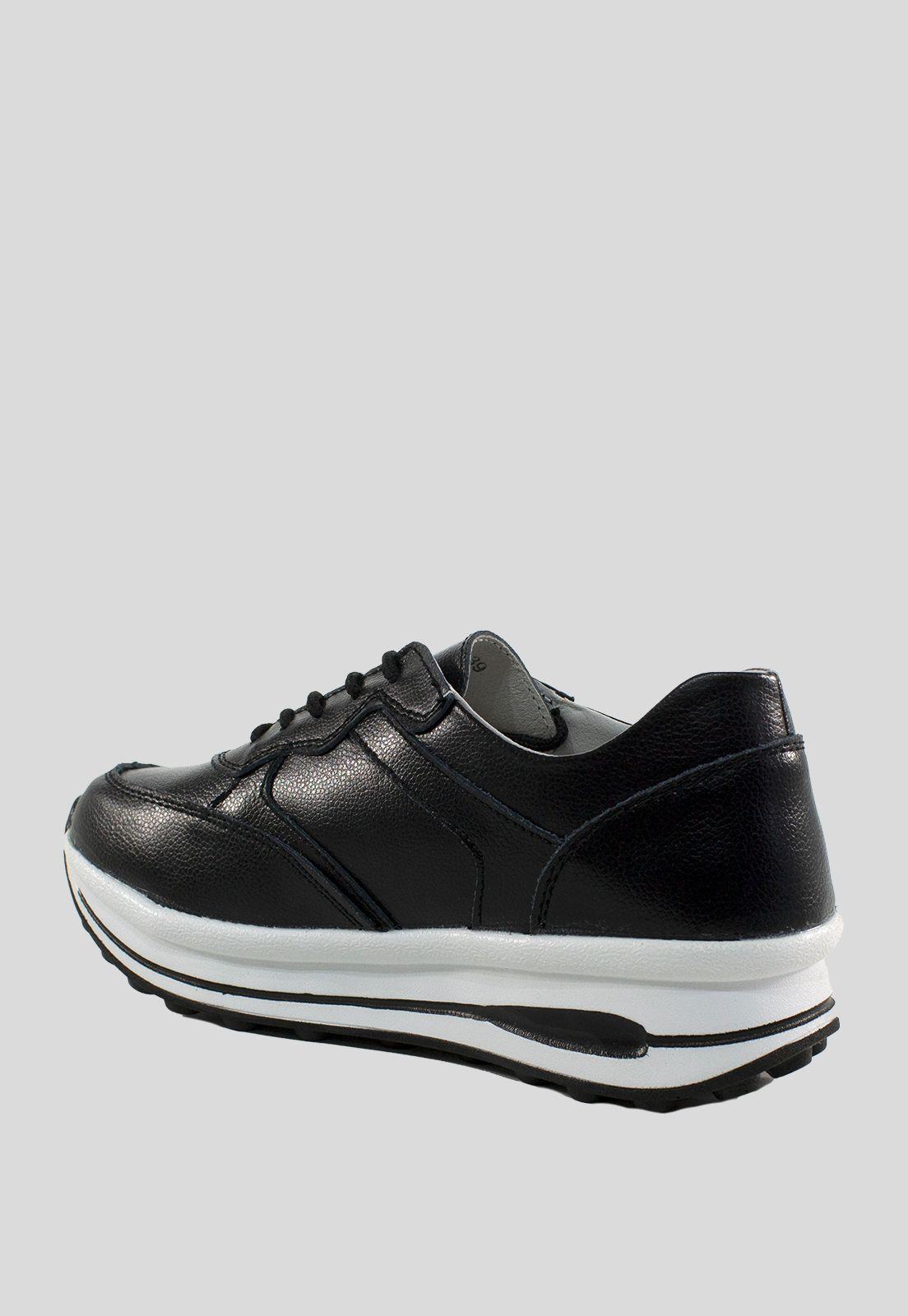 Zapatilla Cuero Aplicación Metalizada Negro-2