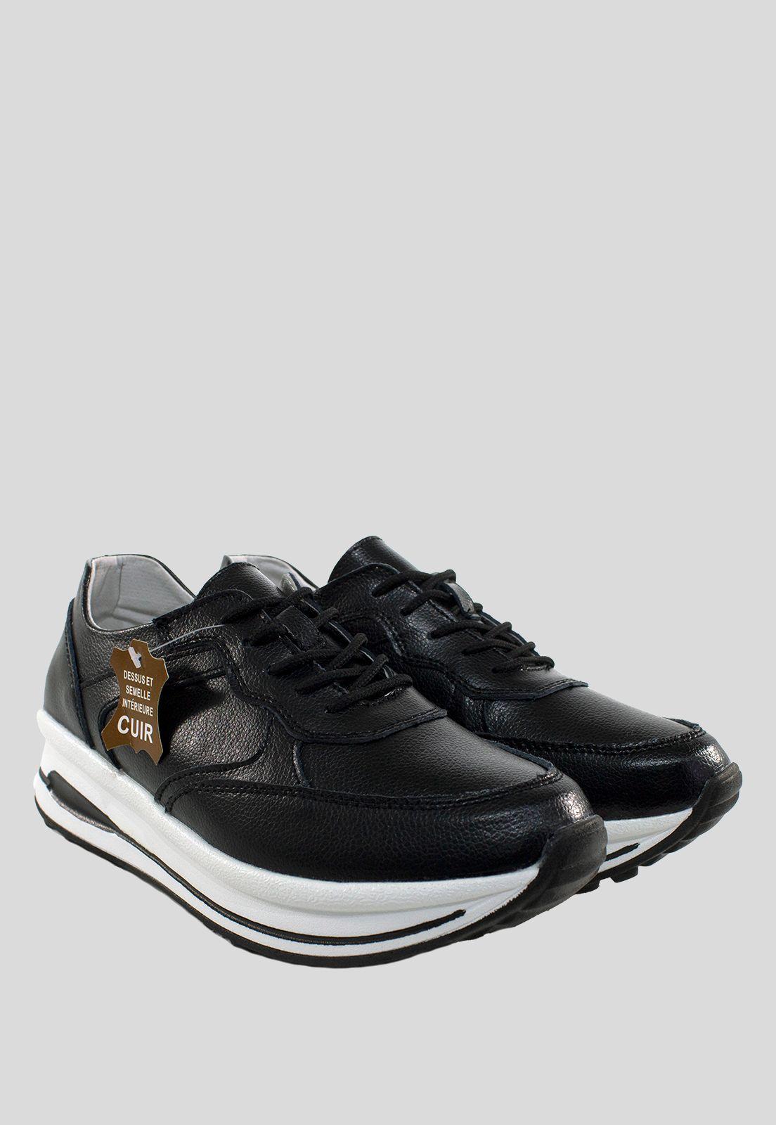 Zapatilla Cuero Aplicación Metalizada Negro-3