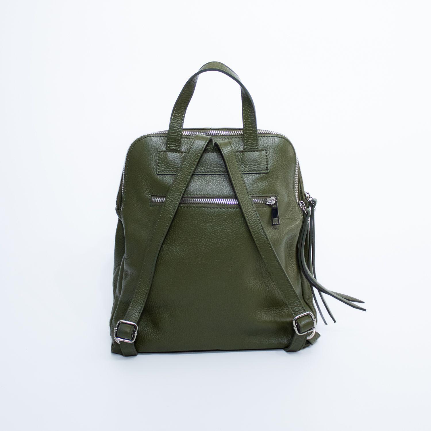 Mochila de cuero con detalles reno Verde-2