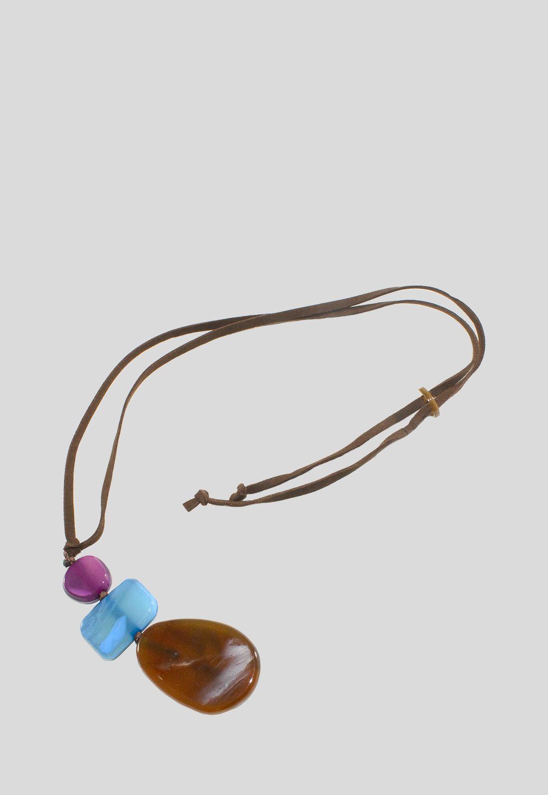 Collar Acrilico Gota  Rectangular Tostado-2
