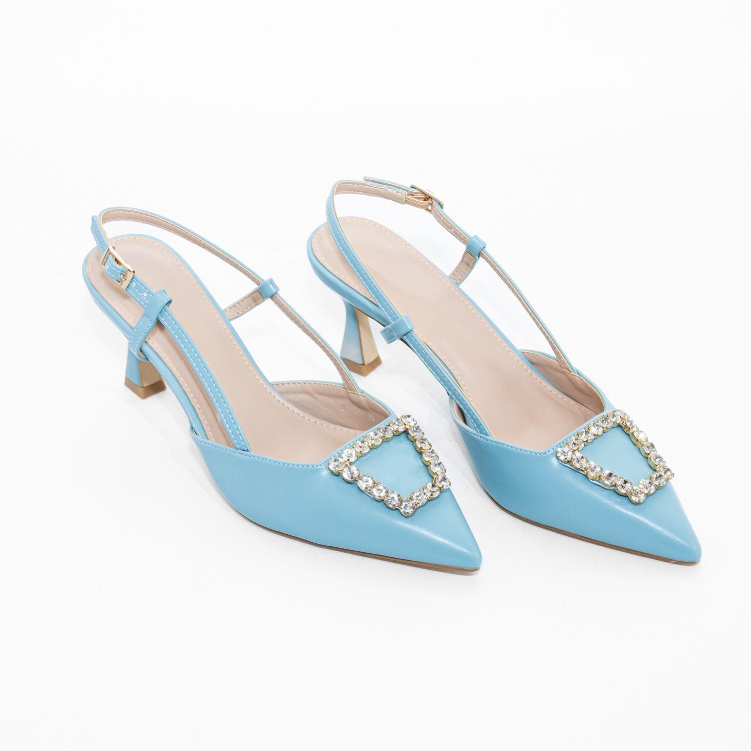 Stiletto Abierto Liso Strass Celeste Mailea-3
