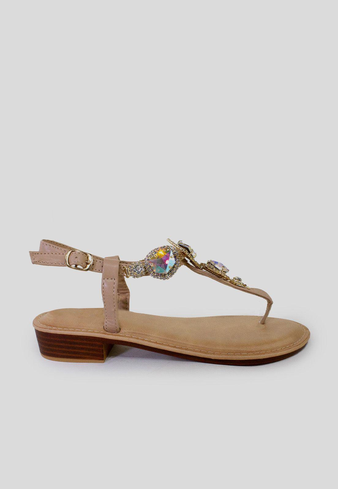 Sandalia baja con piedras Oro-0