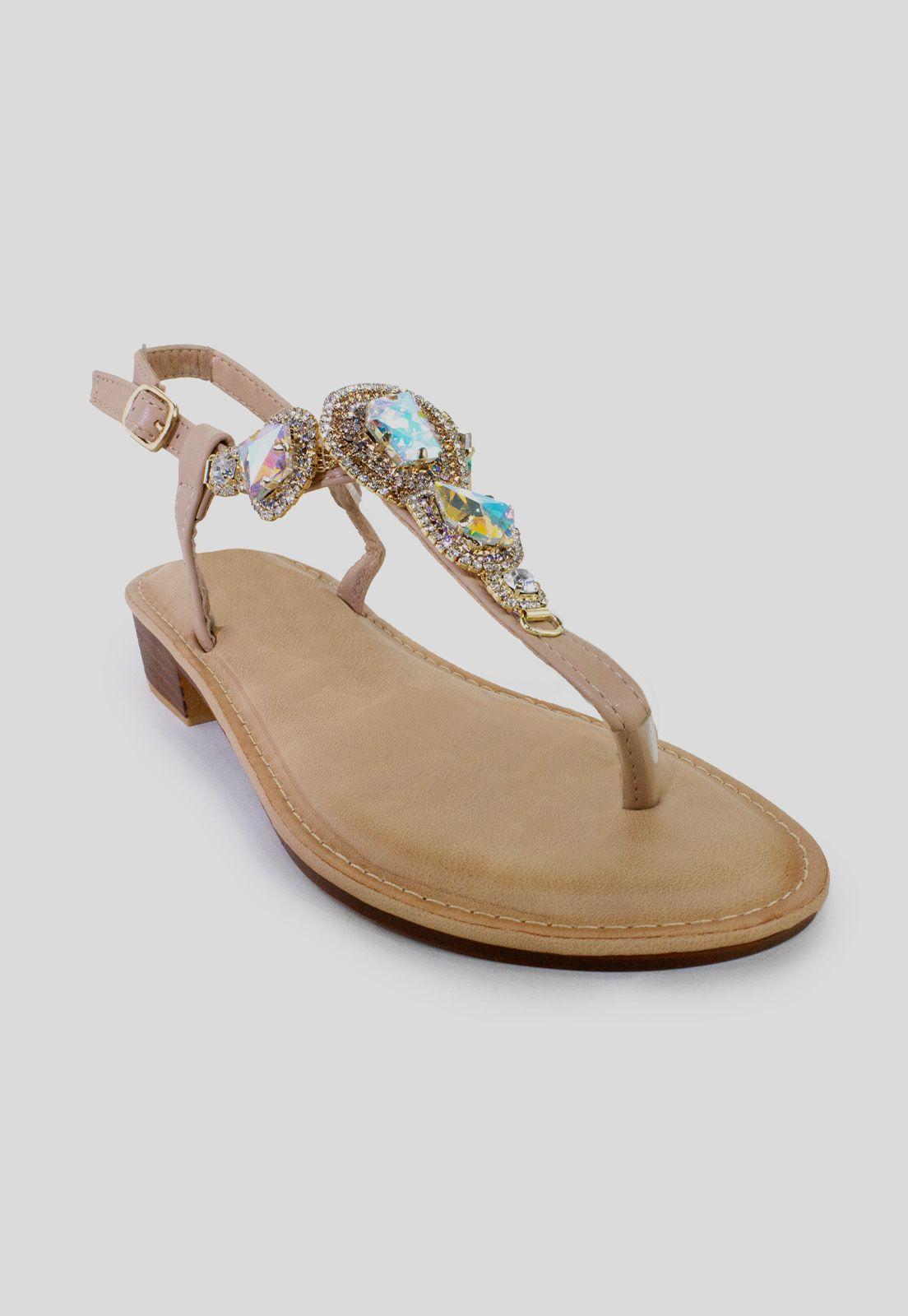 Sandalia baja con piedras Oro-1