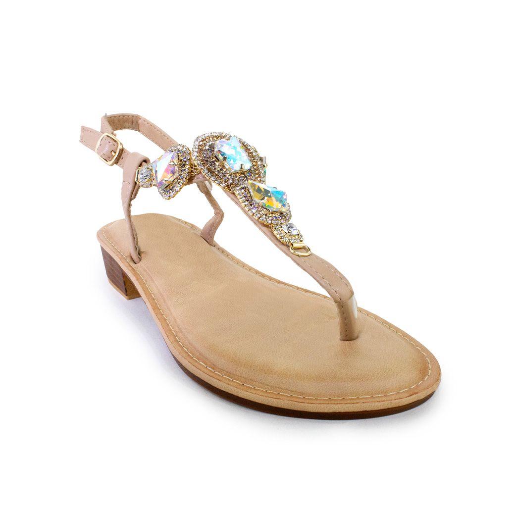 Sandalia baja con piedras Oro-1