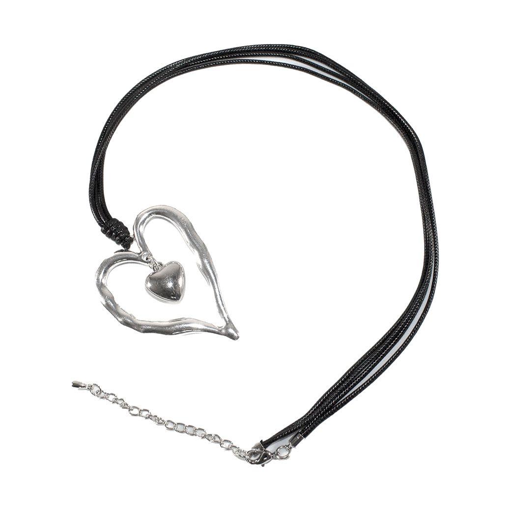 Collar Metal Doble Corazon Negro-1