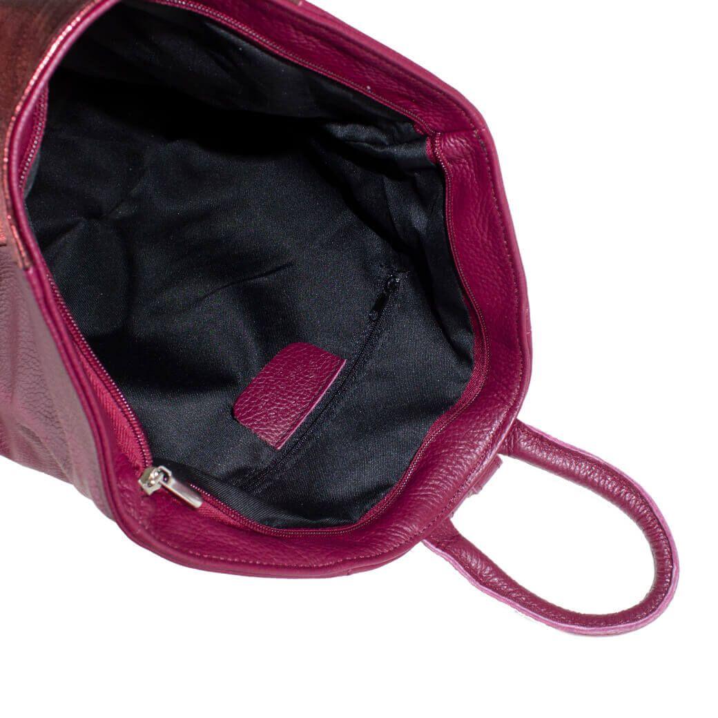 Mochila Cuero Bimaterial Burdeo-3