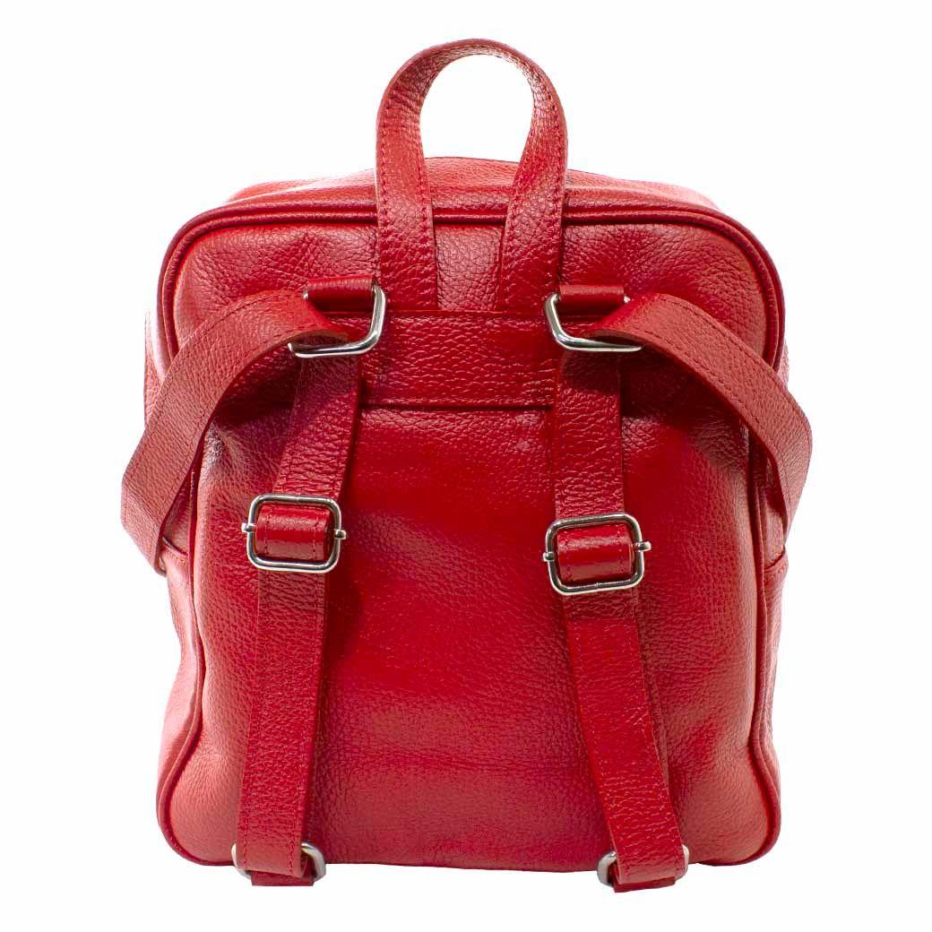 Mochila Cuero Bolsillo Reno Rojo-2