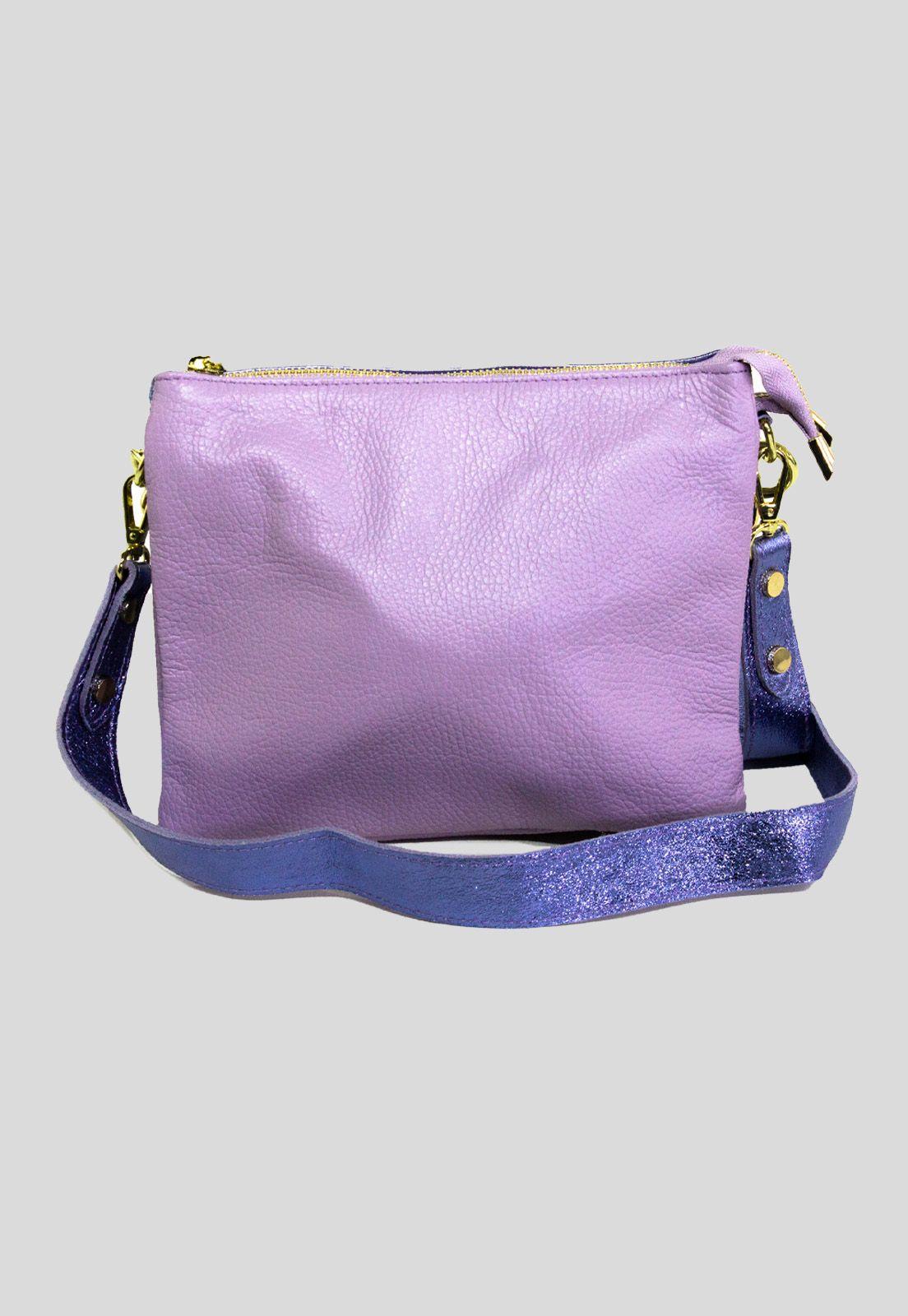 Cartera cuero 3 materiales Lila-2