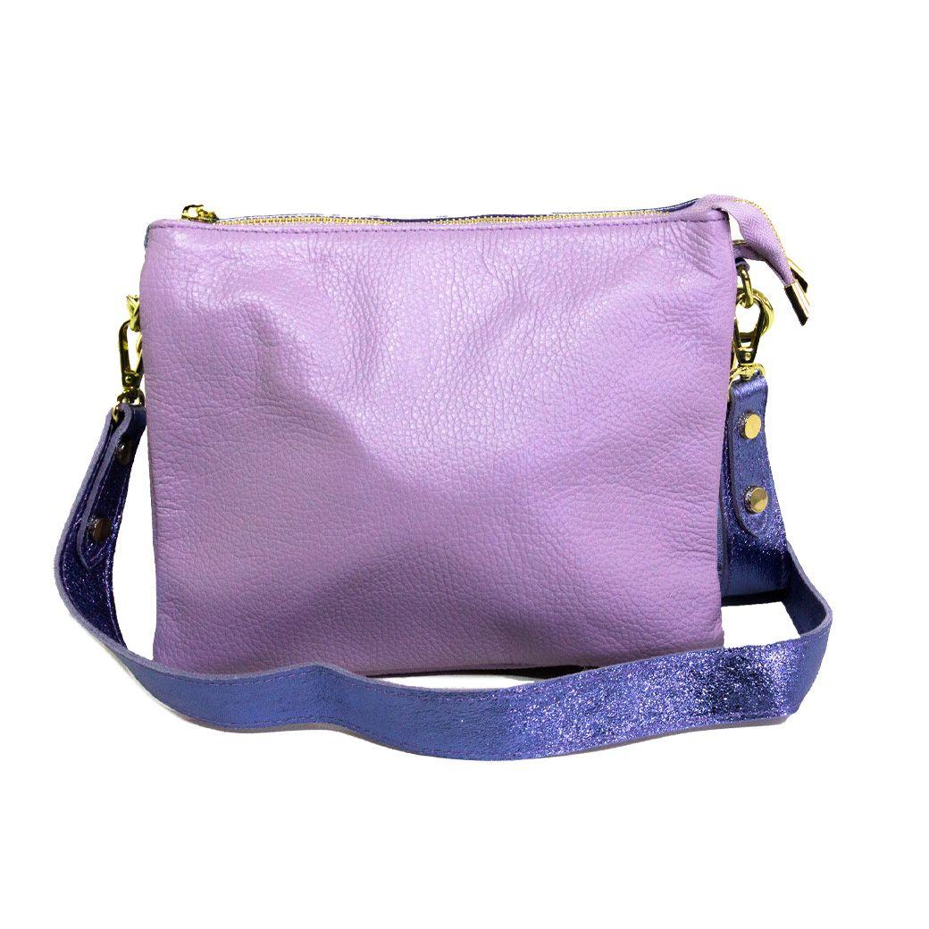 Cartera cuero 3 materiales Lila-2
