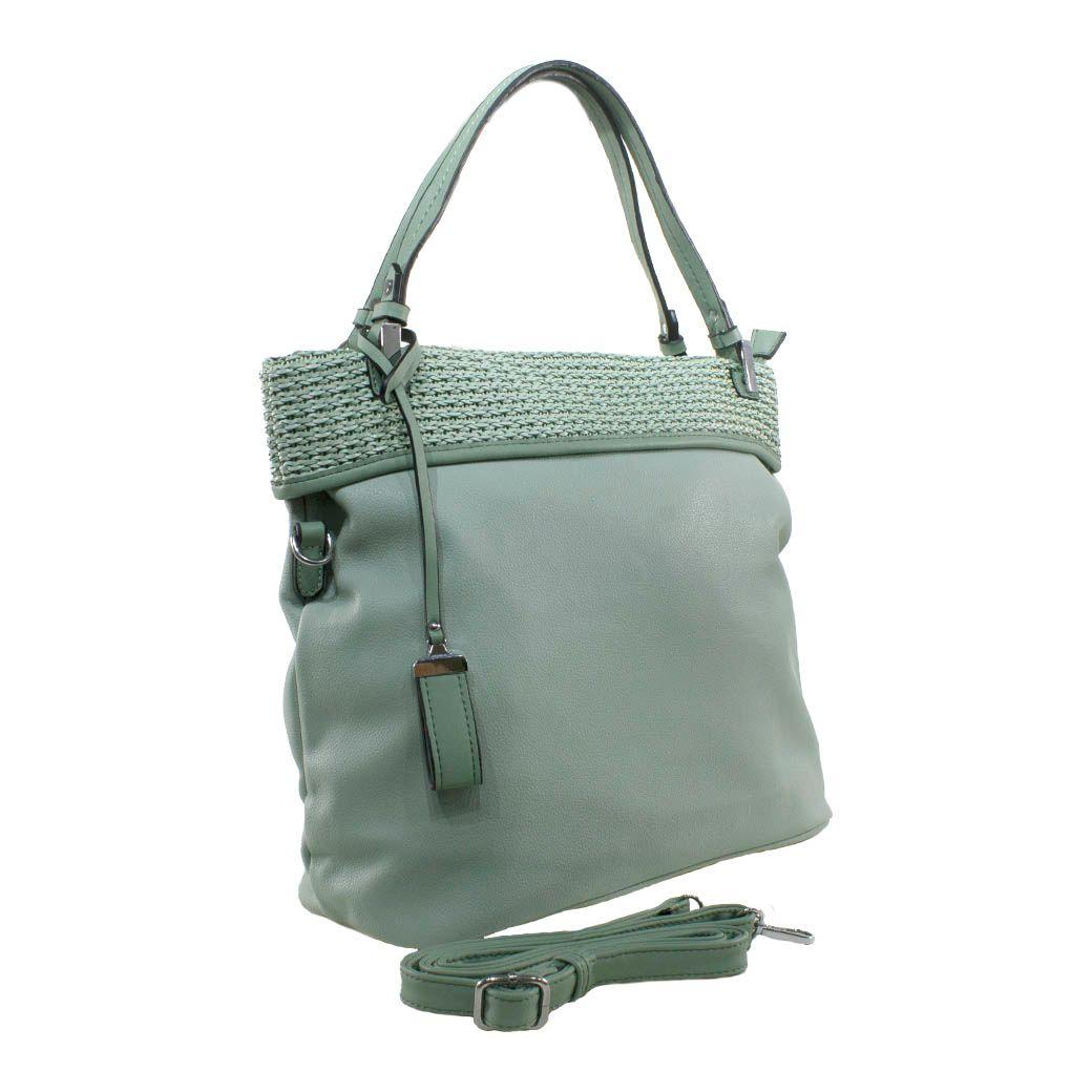 Cartera C/Franja Tejida Verde-1