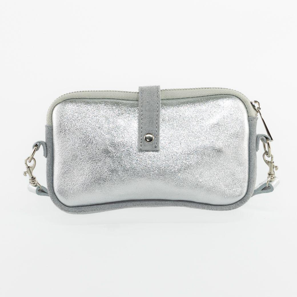 Portacelular cuero metalizado Plata-2