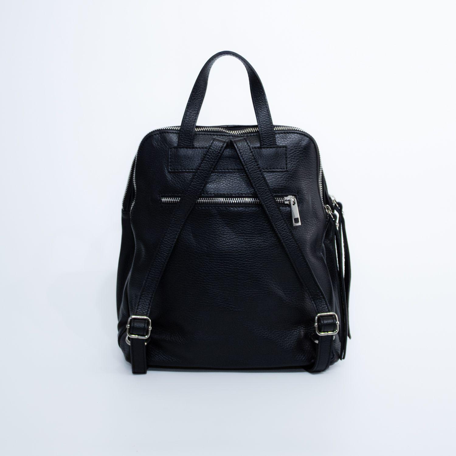 Mochila de cuero con detalles reno Negro-2