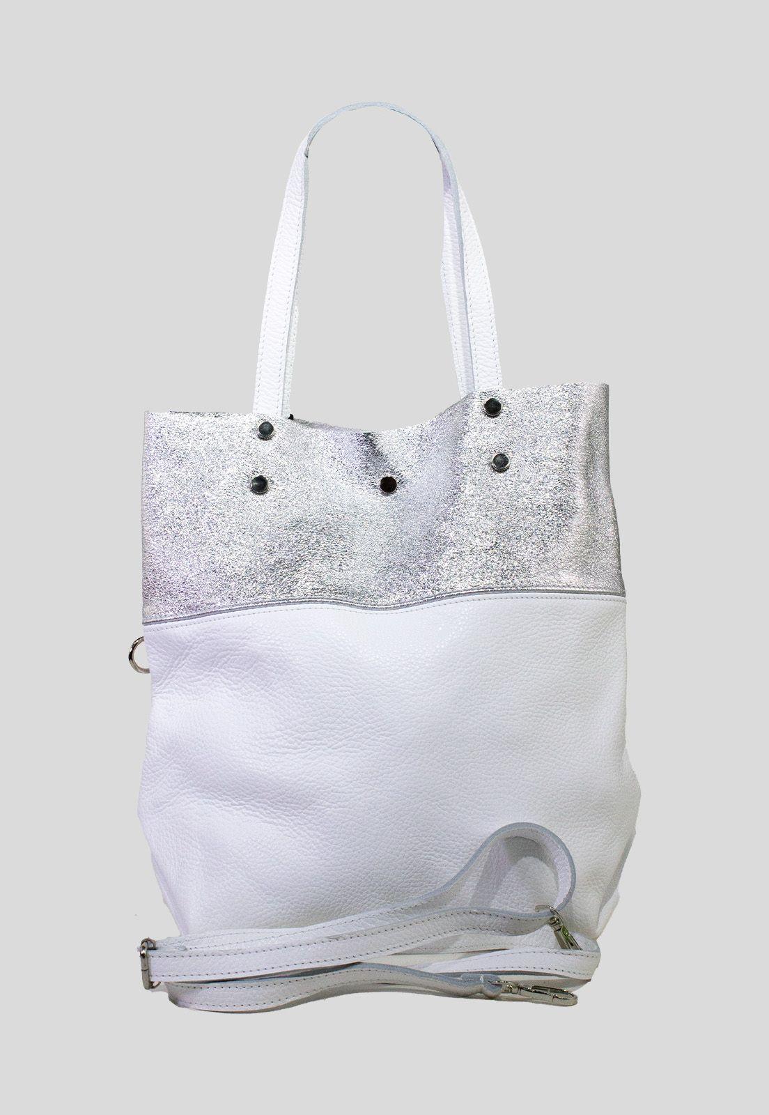 Cartera cuero franja brillo Blanco-1