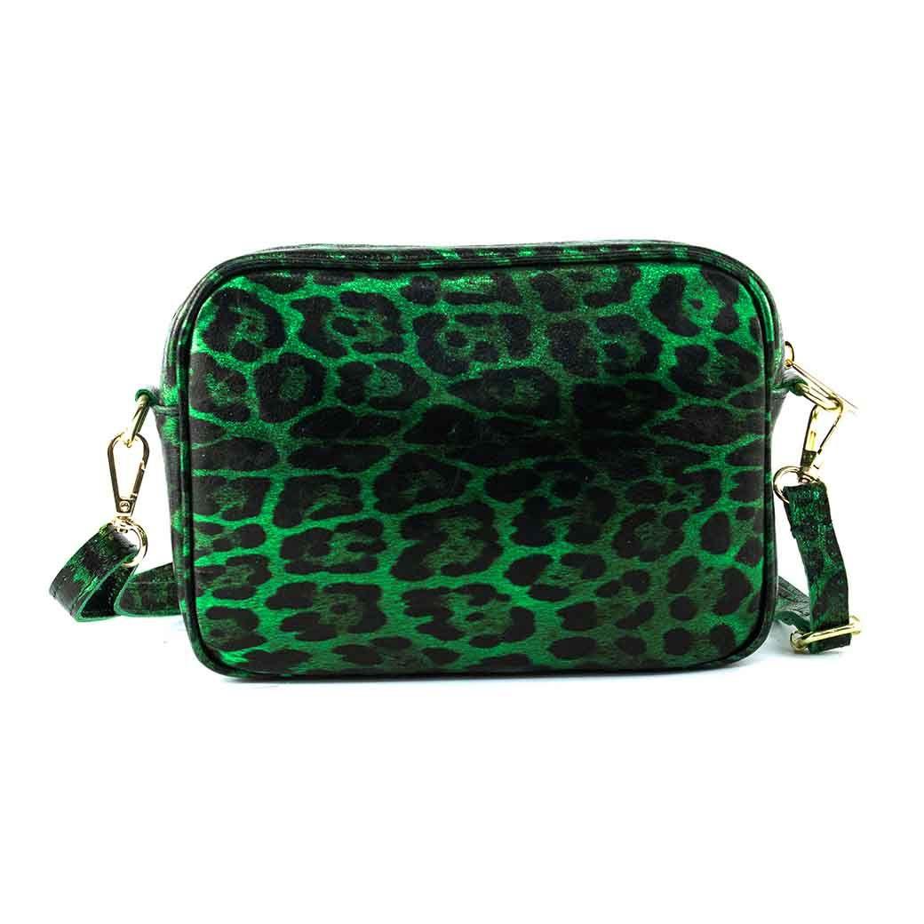 Cartera Cuero Brillo Cierre 591 Mujer Leopardo Verde Mailea-2