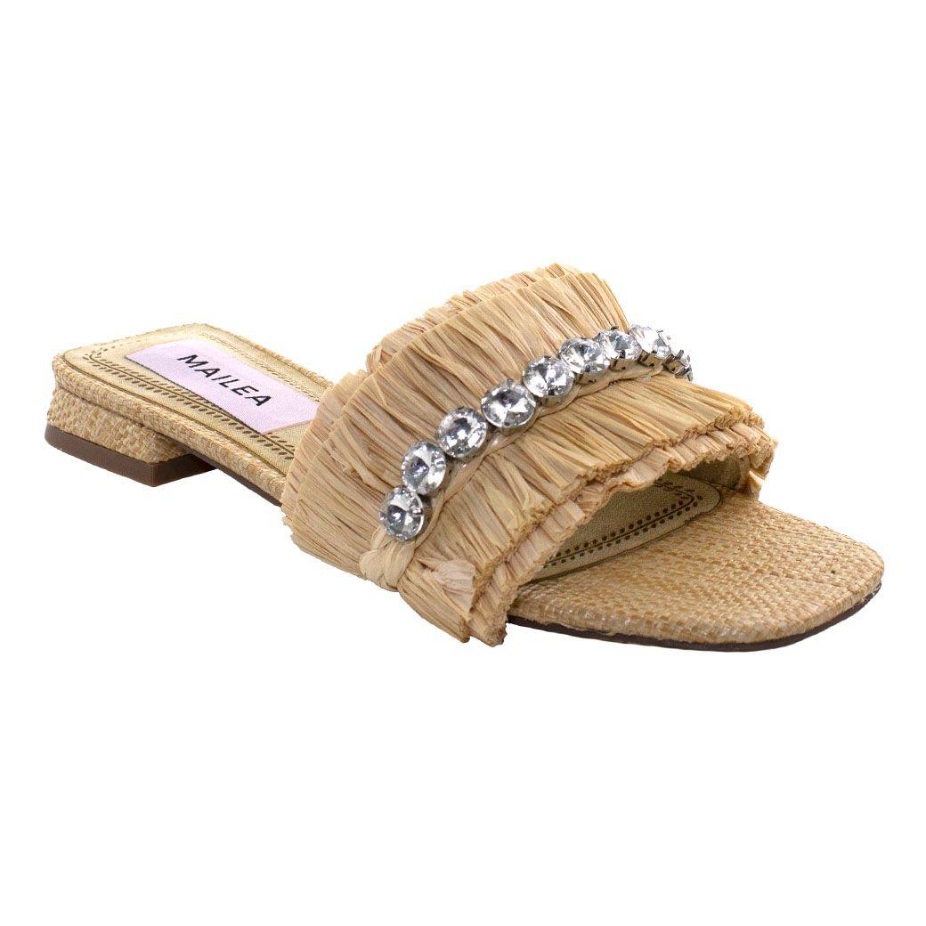 Sandalia Baja Franjas Strass Beige-1
