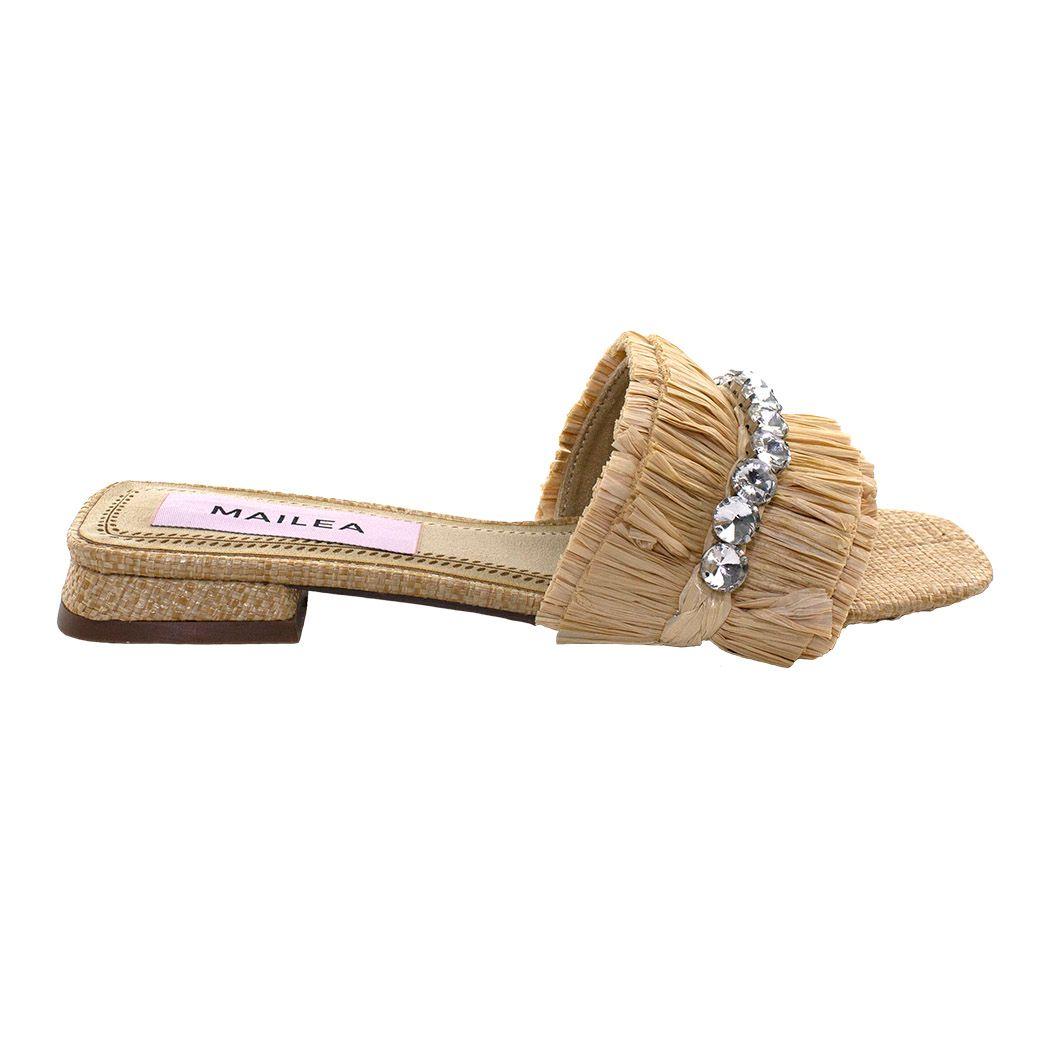 Sandalia Baja Franjas Strass Beige-2