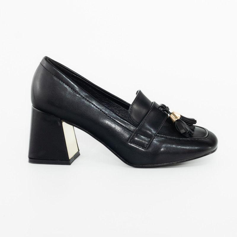 Zapato Ecocuero Elasticado Negro Mailea-1