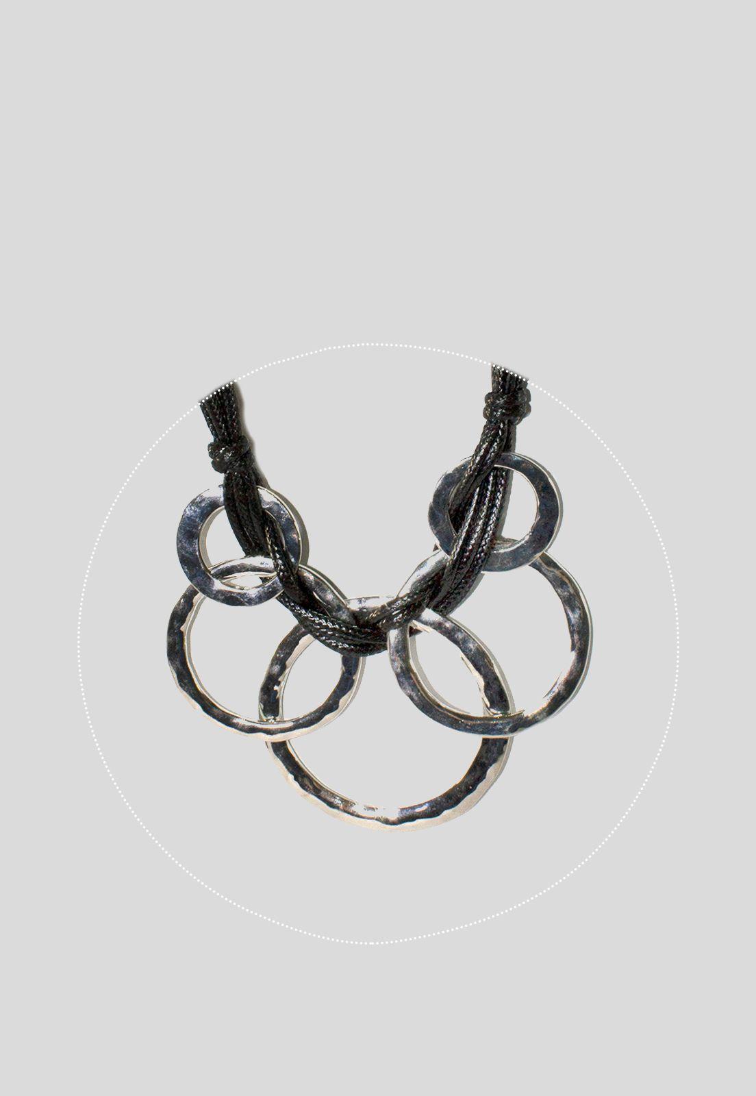 Collar corto 5 argolla metal Plata-1