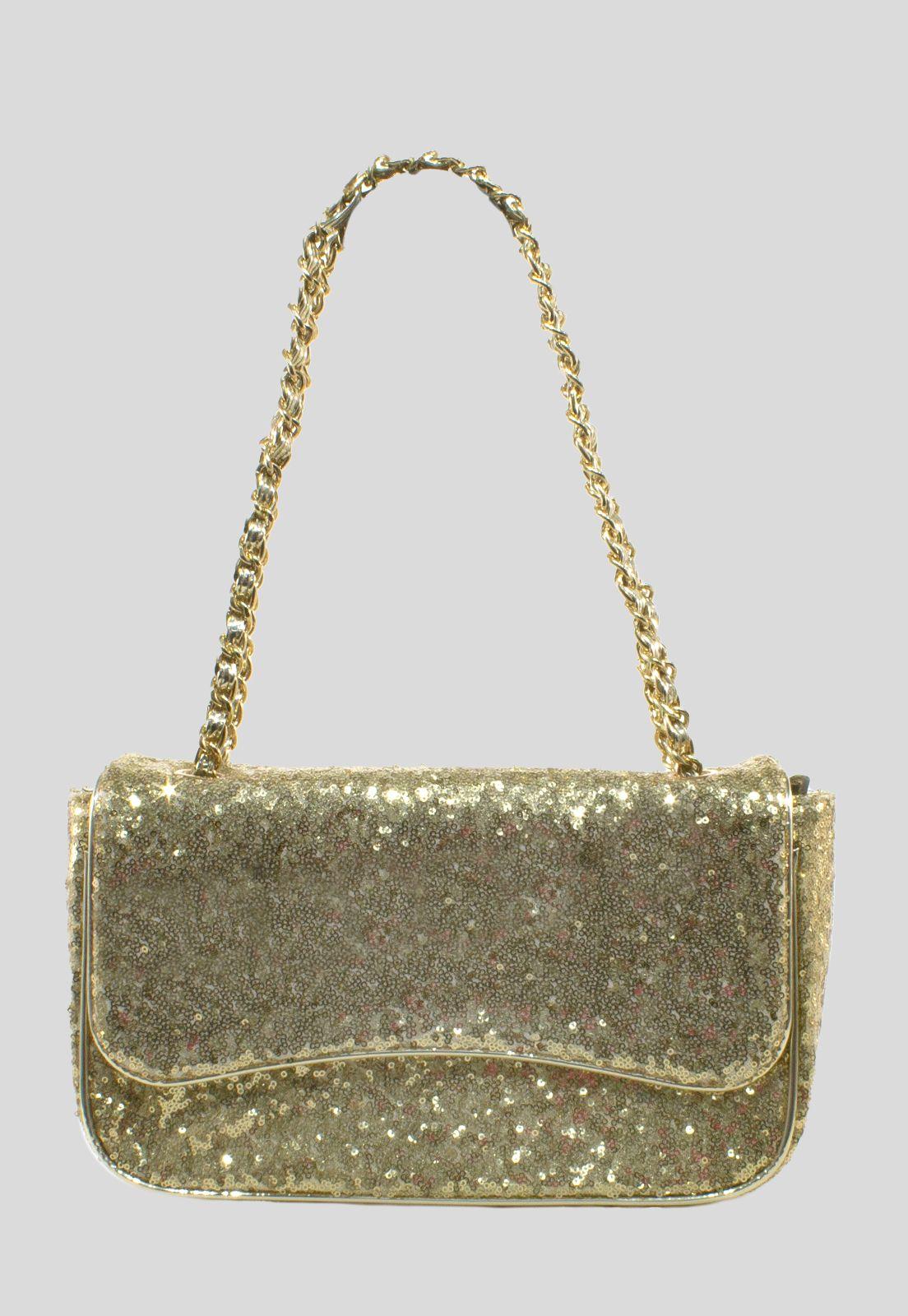 Cartera Mediana Lentejuelas Oro-0