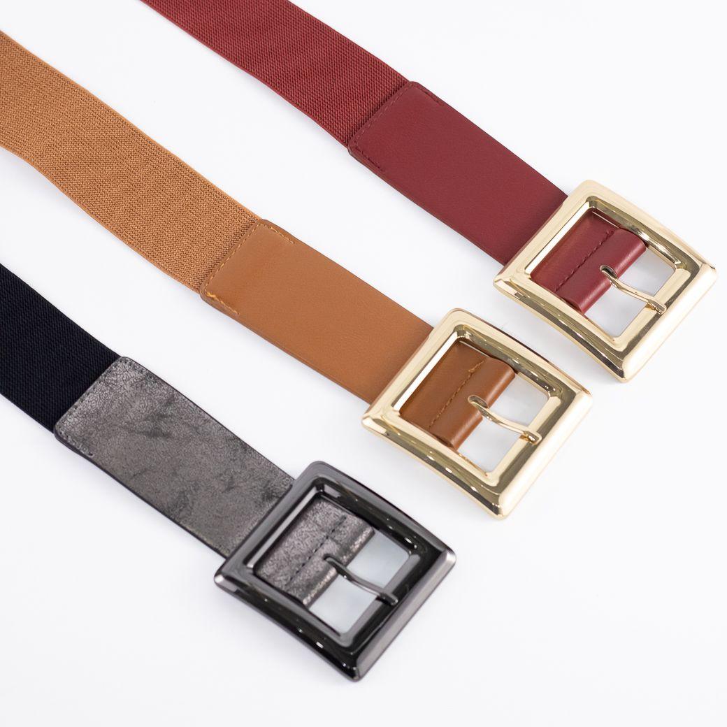 Cinturón Elastico Hebilla Metal Cuadrado Mujer Asfalto Mailea-4