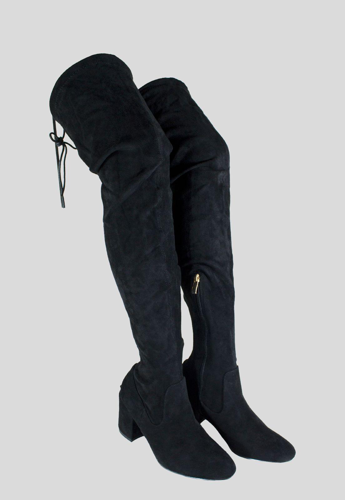 Bucanera Mujer Gamuza Extra Larga Negro-3